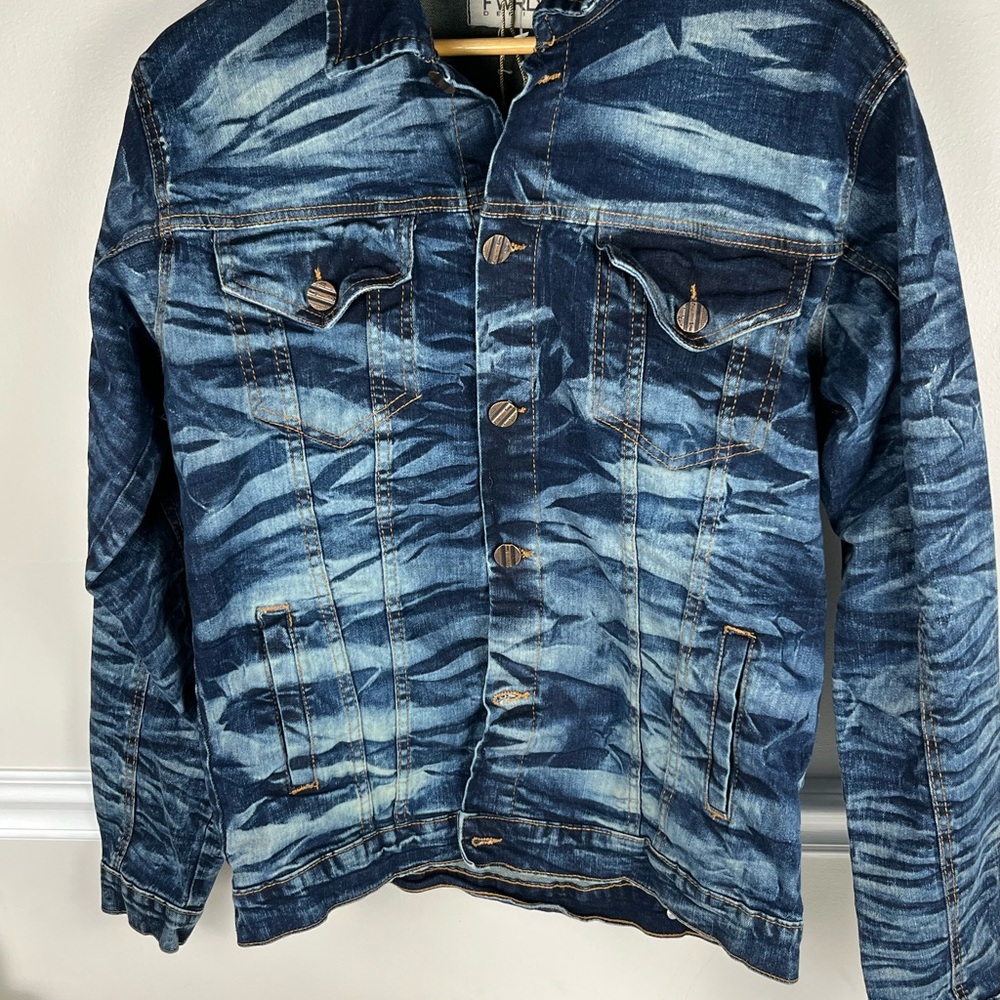 Denim Blue Patterned Men's Jacket